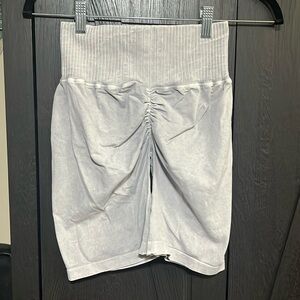Free people movement grey acid wash biker shorts